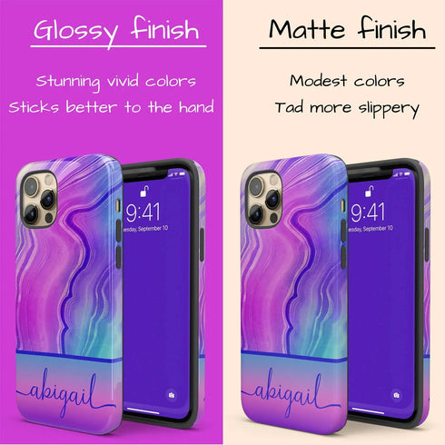 Neon Rainbow Agate Custom Name iPhone Case